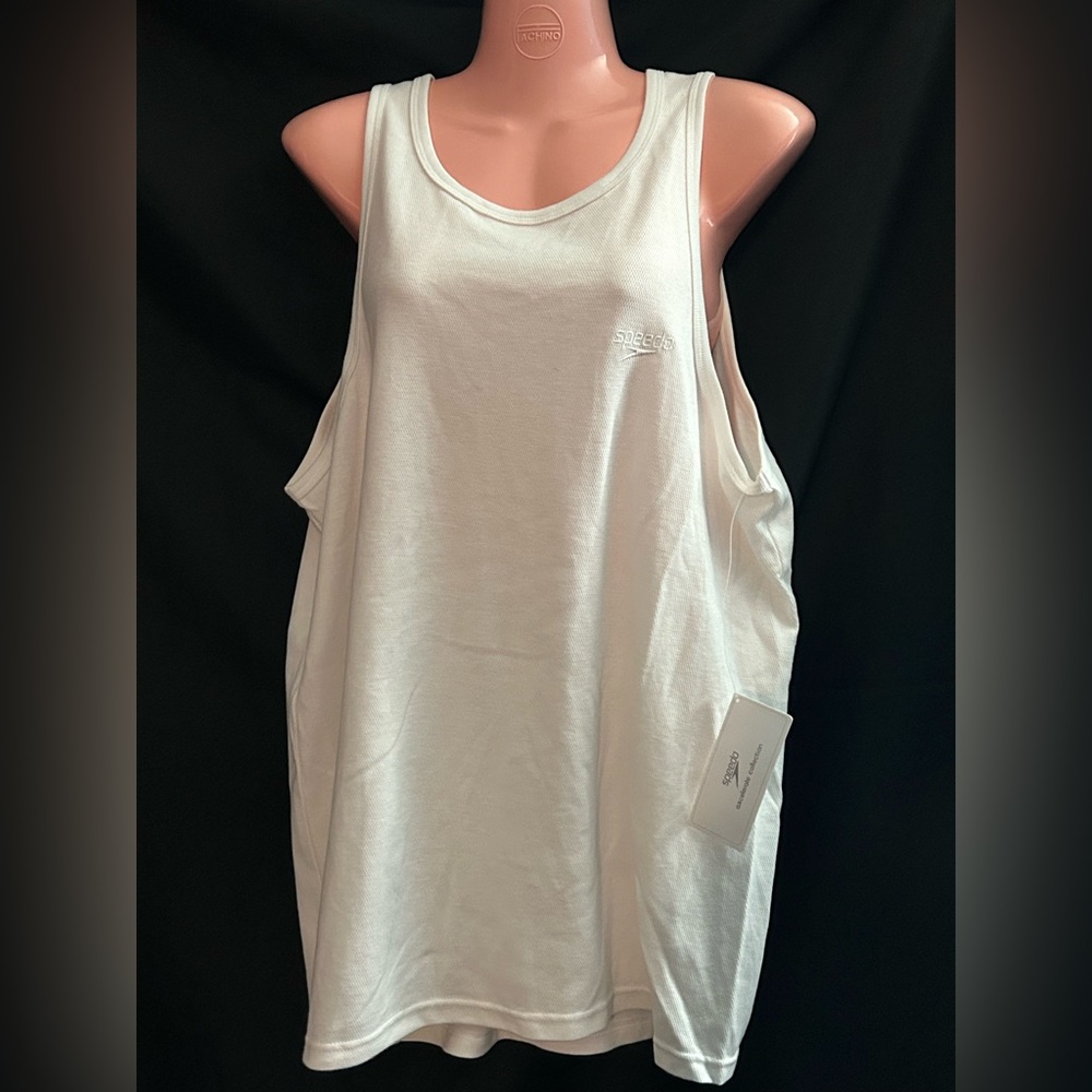 Speedo Men’s White Muscle Tank Top Sleeveless Athletic Shirt MD NWT